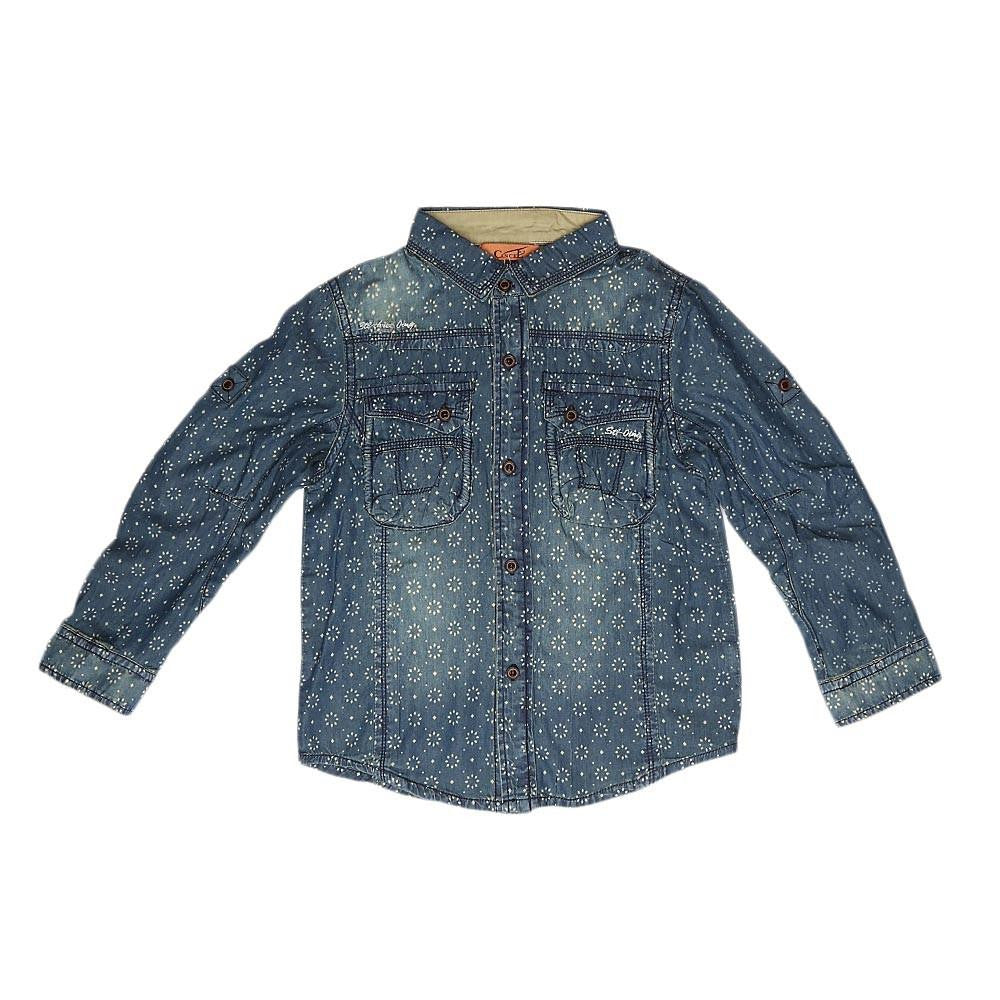 Boys Full Sleeves Denim Shirt - Dark Blue - test-store-for-chase-value