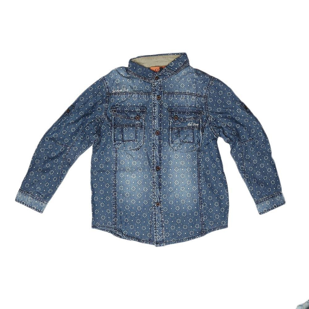 Boys Full Sleeves Denim Shirt - Blue - test-store-for-chase-value