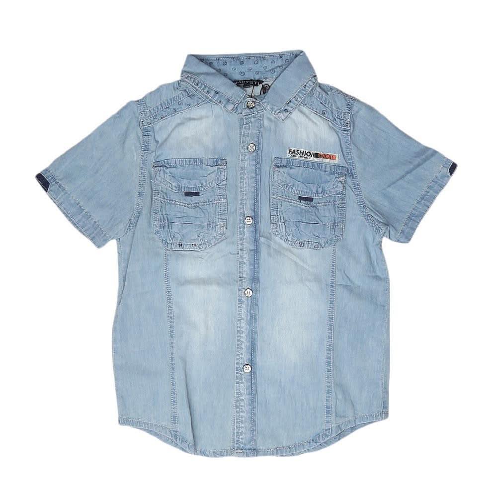 Boys Half Sleeves Denim Shirt - Light Blue - test-store-for-chase-value