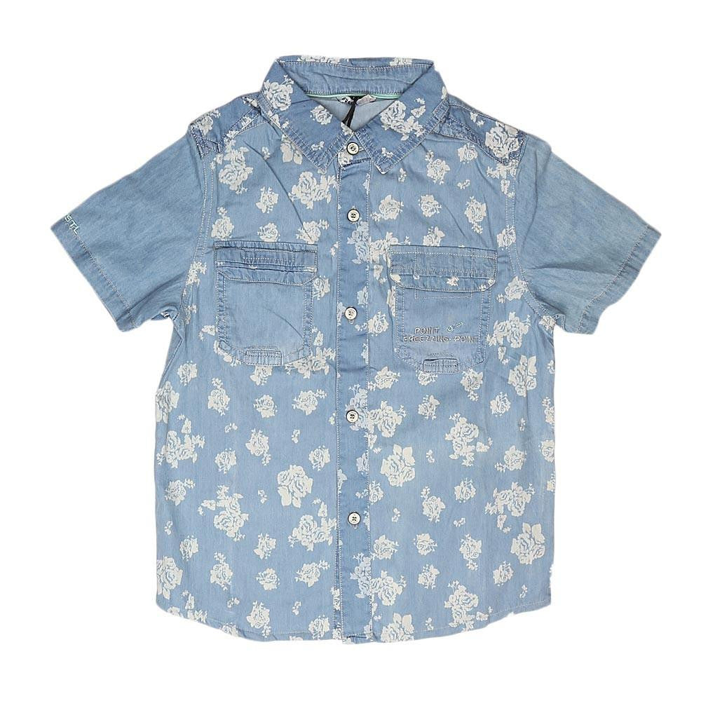 Boys Half Sleeves Denim Shirt - Light Blue - test-store-for-chase-value
