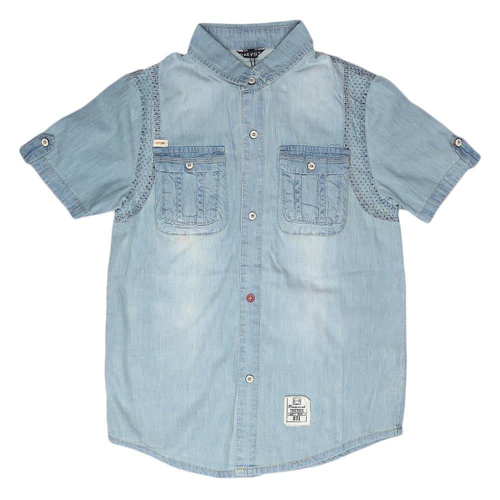 Boys Half Sleeves Denim Shirt - Light Blue - test-store-for-chase-value