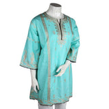 Women's Embroidered Jhabla - Cyan - test-store-for-chase-value