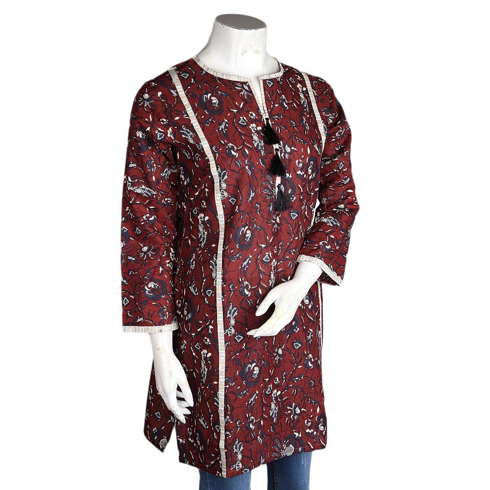 Women's Printed Kurti - Dark Brown - test-store-for-chase-value