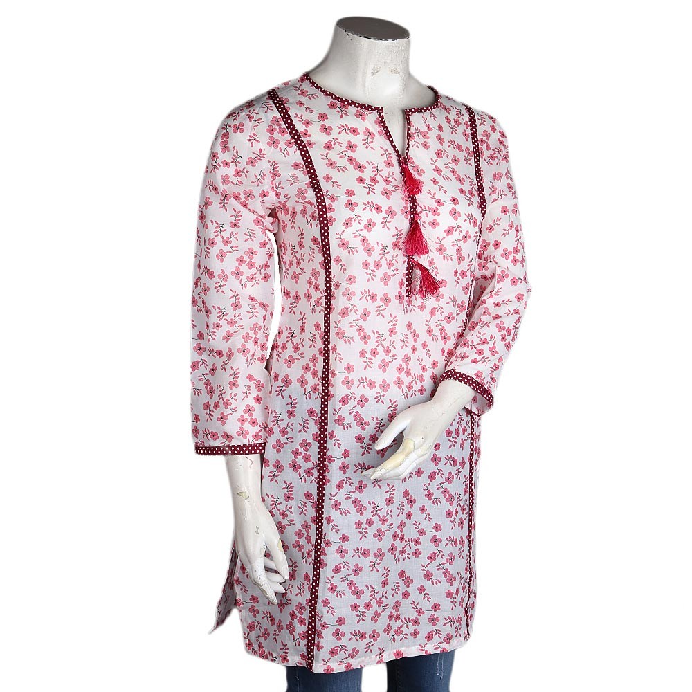Women's Printed Kurti - Light Pink - test-store-for-chase-value