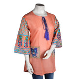 Women's Embroidered Top - Peach - test-store-for-chase-value