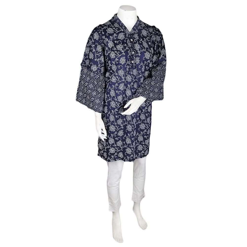 Women's Printed 2 Pcs lawn Suit - Navy Blue - Navy/Blue - test-store-for-chase-value