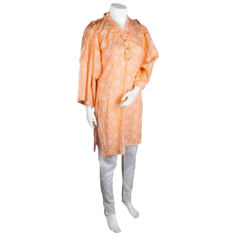 Women's Printed 2 Pcs lawn Suit - Orange - test-store-for-chase-value