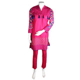 Women's Embroidered 2 Pcs Cotton Suit - Pink - test-store-for-chase-value
