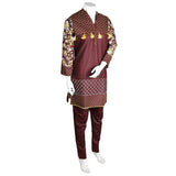 Women's Embroidered 2 Pcs Cotton Suit - Dark Brown - test-store-for-chase-value