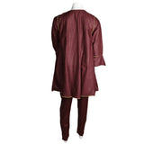 Women's Embroidered 2 Pcs Cotton Suit - Dark Brown - test-store-for-chase-value