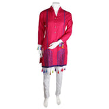 Women's Embroidered 2 Pcs Cotton Suit - Dark Pink - test-store-for-chase-value