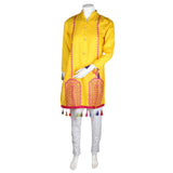 Women's Embroidered 2 Pcs Cotton Suit - Yellow - test-store-for-chase-value
