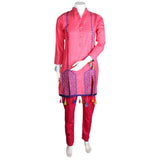 Women's Embroidered 2 Pcs Cotton Suit - Pink - test-store-for-chase-value