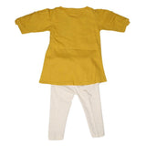 Newborn Girls Embroidered Frock Suit - Mustard - test-store-for-chase-value