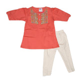 Newborn Girls Embroidered Frock Suit - Peach - test-store-for-chase-value