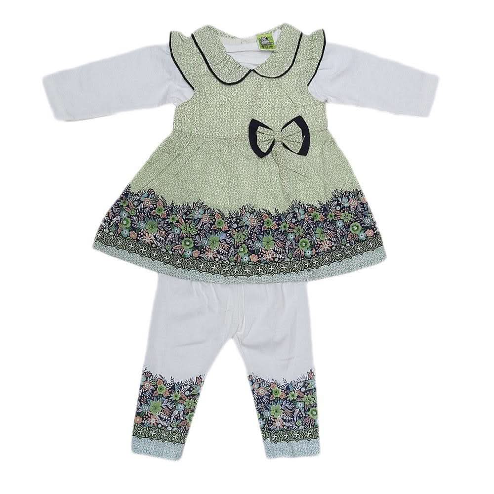 Newborn Girls Full Sleeves Suit - Green - test-store-for-chase-value