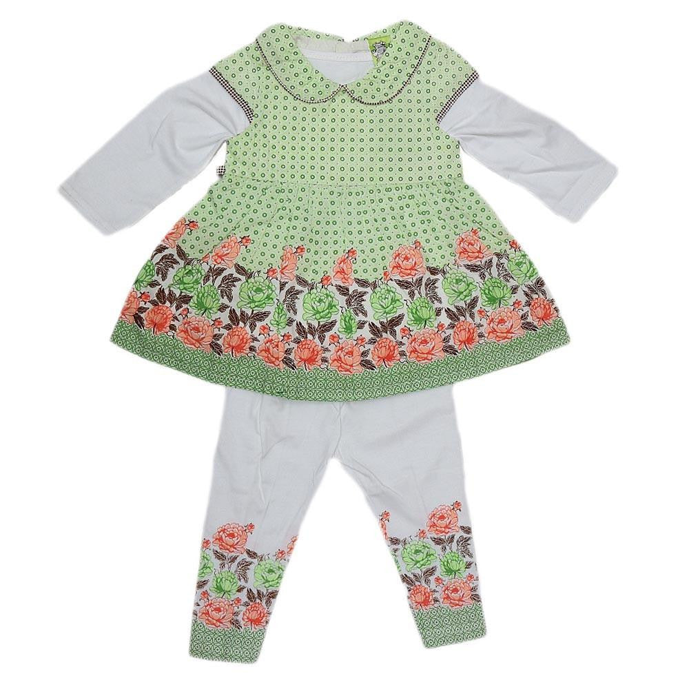 Newborn Girls Full Sleeves Suit - Green - test-store-for-chase-value