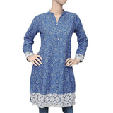 Women's Printed Kurti - Blue - test-store-for-chase-value