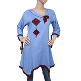 Women's Cross V-Neck Kurti - Light Blue - test-store-for-chase-value