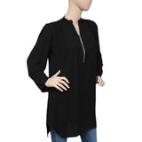 Women's Chiffon Zipper Top - Black - test-store-for-chase-value