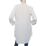 Women's Chiffon Zipper Top - White - test-store-for-chase-value