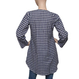 Women's Western Check Top - Blue & White - test-store-for-chase-value