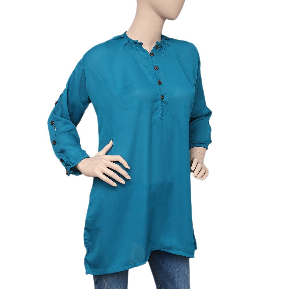 Women's Western Georgette Top - Steel Blue - test-store-for-chase-value