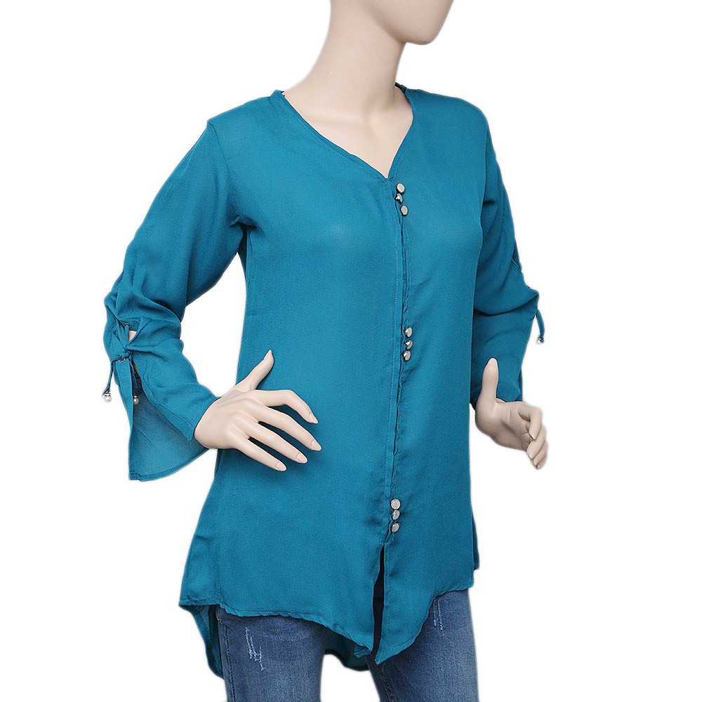 Women's Western Georgette Top - Steel Blue - test-store-for-chase-value