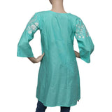 Women's Embroidered Peplum Kurti - Cyan - test-store-for-chase-value
