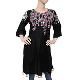 Women's Embroidered Peplum Kurti - Black - test-store-for-chase-value
