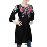 Women's Embroidered Peplum Kurti - Black - test-store-for-chase-value