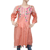 Women's Embroidered Peplum Kurti - Peach - test-store-for-chase-value
