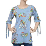 Women's Printed knit Top - Blue & White - test-store-for-chase-value