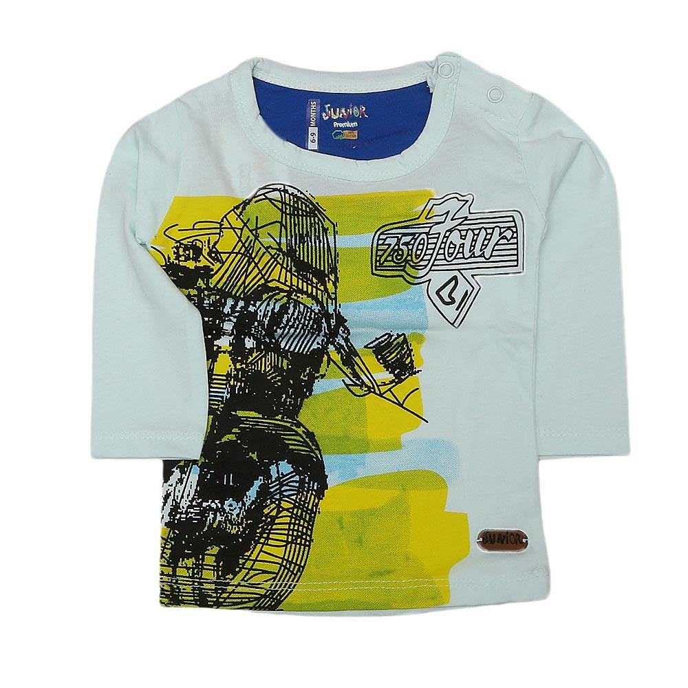 Newborn Boys Full Sleeves T-Shirt - Light Green - test-store-for-chase-value