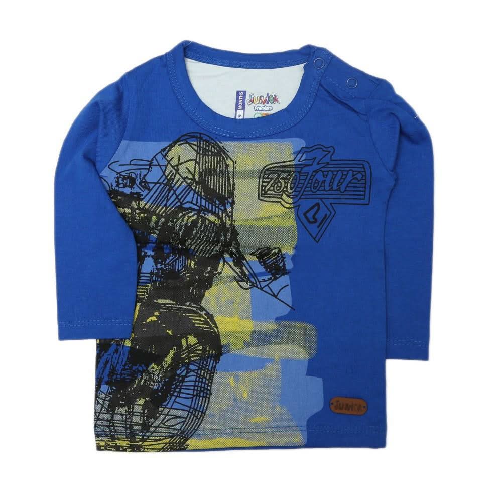 Newborn Boys Full Sleeves T-Shirt - Blue - test-store-for-chase-value