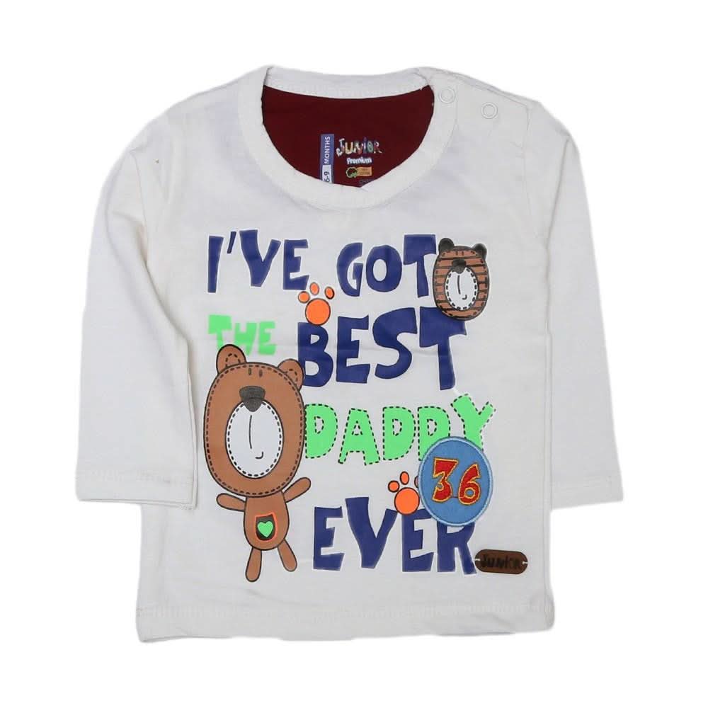 Newborn Boys Full Sleeves T-Shirt - White - test-store-for-chase-value