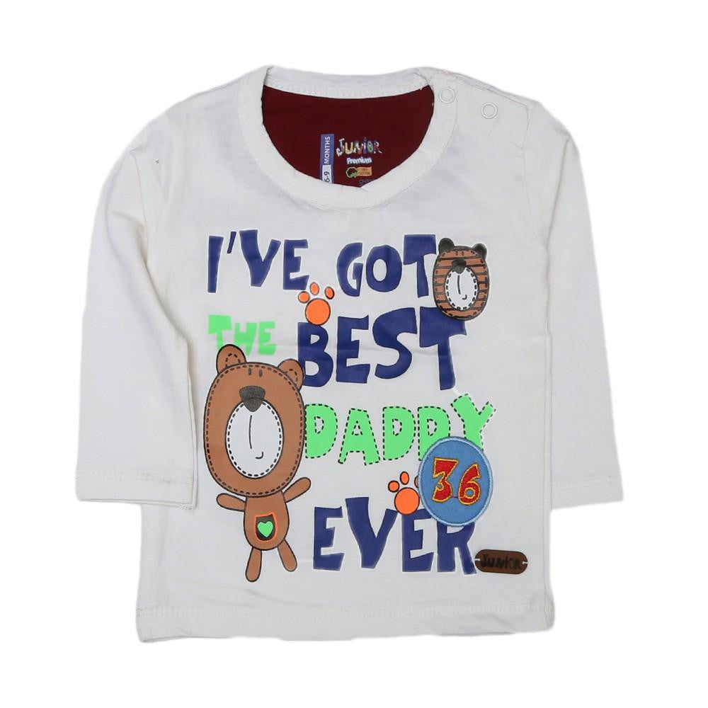 Newborn Boys Full Sleeves T-Shirt - White - test-store-for-chase-value