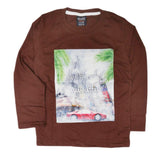 Boys Printed Full Sleeves T-Shirt - Brown - test-store-for-chase-value