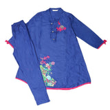 Girls Embroidered 2 Piece Suit - Blue - test-store-for-chase-value