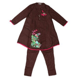 Girls Embroidered 2 Piece Suit - Brown - test-store-for-chase-value