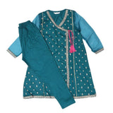 Girls Embroidered 2 Piece Suit - Sea Green - test-store-for-chase-value