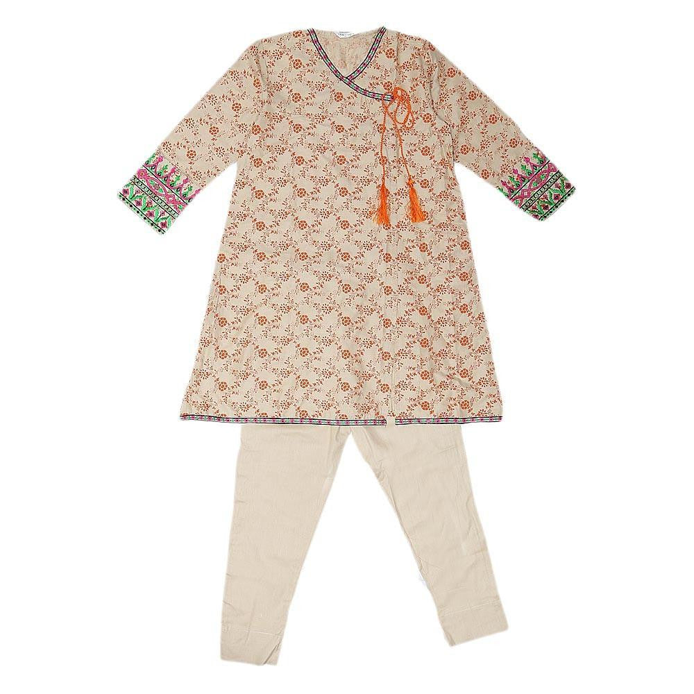 Girls Embroidered 2 Piece Suit - Fawn - test-store-for-chase-value