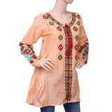 Women's Embroidered Kurti - Peach - test-store-for-chase-value