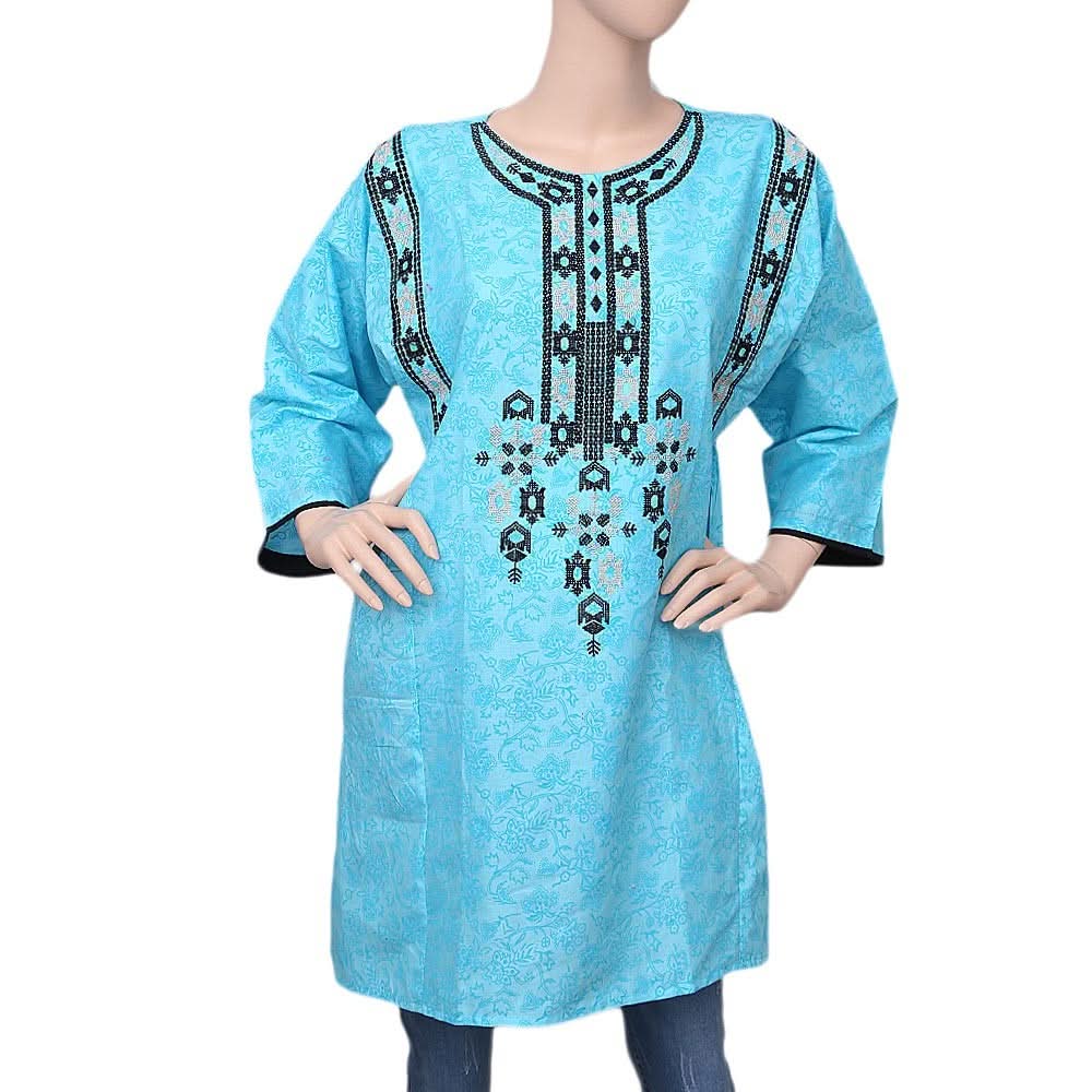 Women's Embroidered Kurti - Blue - test-store-for-chase-value