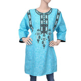 Women's Embroidered Kurti - Blue - test-store-for-chase-value