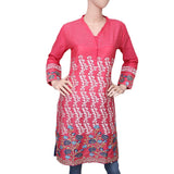 Women's Embroidered Cotton Kurti - Pink - test-store-for-chase-value