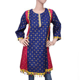 Women's Printed Kurti - Blue - test-store-for-chase-value