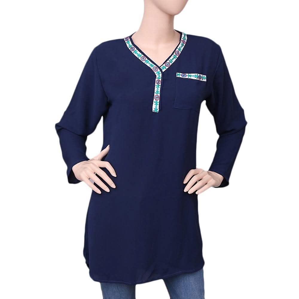 Women's Georgette Embroidered Top - Navy Blue - Navy/Blue - test-store-for-chase-value