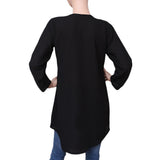 Women's Georgette Embroidered Top - Black - test-store-for-chase-value