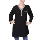 Women's Georgette Embroidered Top - Black - test-store-for-chase-value